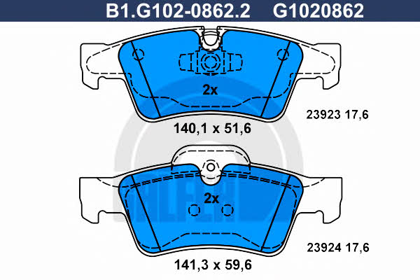 Galfer B1.G102-0862.2 Гальмівні колодки, комплект B1G10208622: Купити в Україні - Добра ціна на EXIST.UA!