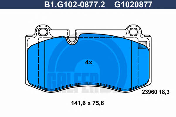 Galfer B1.G102-0877.2 Гальмівні колодки, комплект B1G10208772: Купити в Україні - Добра ціна на EXIST.UA!