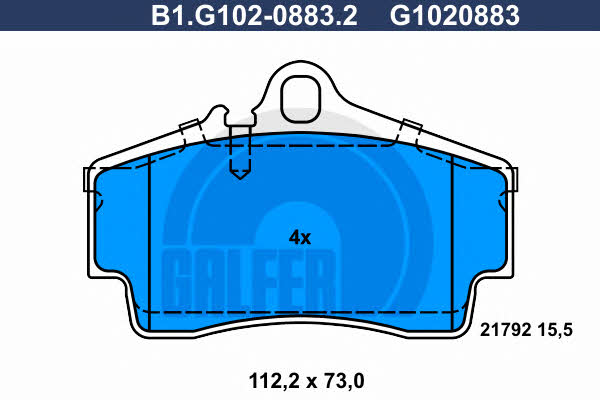 Galfer B1.G102-0883.2 Гальмівні колодки, комплект B1G10208832: Купити в Україні - Добра ціна на EXIST.UA!