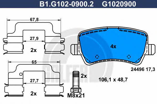 Galfer B1.G102-0900.2 Гальмівні колодки, комплект B1G10209002: Купити в Україні - Добра ціна на EXIST.UA!