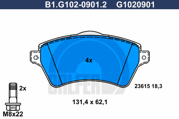 Galfer B1.G102-0901.2 Гальмівні колодки, комплект B1G10209012: Купити в Україні - Добра ціна на EXIST.UA!