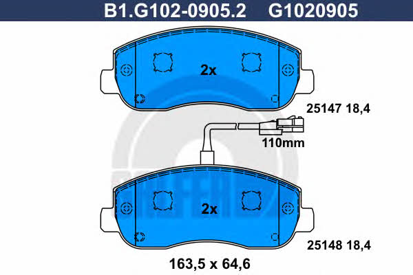 Galfer B1.G102-0905.2 Гальмівні колодки, комплект B1G10209052: Купити в Україні - Добра ціна на EXIST.UA!