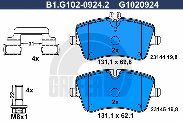 Galfer B1.G102-0924.2 Гальмівні колодки, комплект B1G10209242: Купити в Україні - Добра ціна на EXIST.UA!