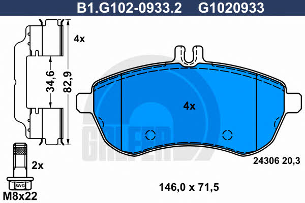 Galfer B1.G102-0933.2 Гальмівні колодки, комплект B1G10209332: Купити в Україні - Добра ціна на EXIST.UA!