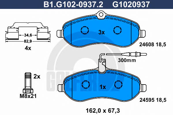 Galfer B1.G102-0937.2 Гальмівні колодки, комплект B1G10209372: Купити в Україні - Добра ціна на EXIST.UA!