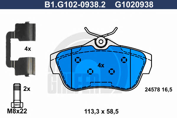 Galfer B1.G102-0938.2 Гальмівні колодки, комплект B1G10209382: Купити в Україні - Добра ціна на EXIST.UA!