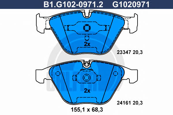 Galfer B1.G102-0971.2 Гальмівні колодки, комплект B1G10209712: Купити в Україні - Добра ціна на EXIST.UA!
