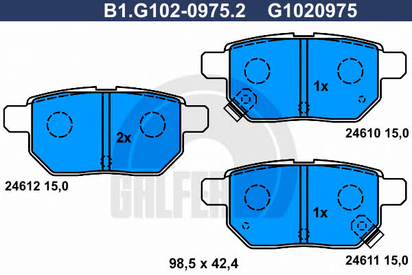 Galfer B1.G102-0975.2 Гальмівні колодки, комплект B1G10209752: Купити в Україні - Добра ціна на EXIST.UA!