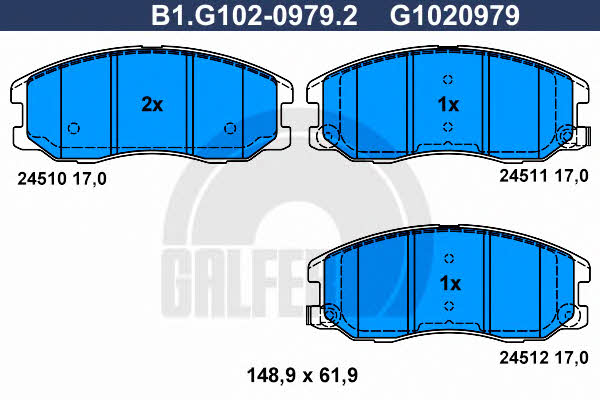 Galfer B1.G102-0979.2 Гальмівні колодки, комплект B1G10209792: Приваблива ціна - Купити в Україні на EXIST.UA!