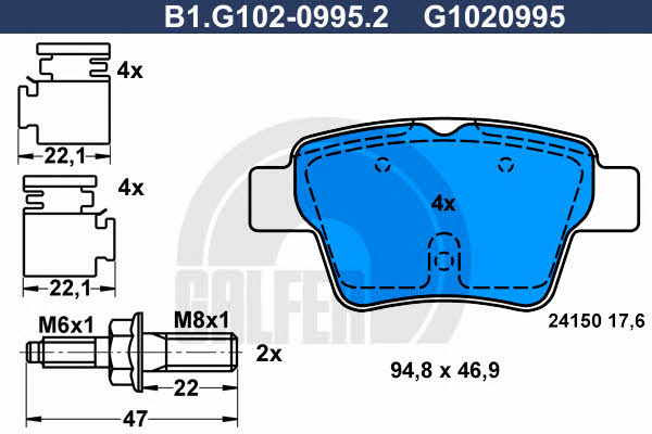 Galfer B1.G102-0995.2 Гальмівні колодки, комплект B1G10209952: Купити в Україні - Добра ціна на EXIST.UA!