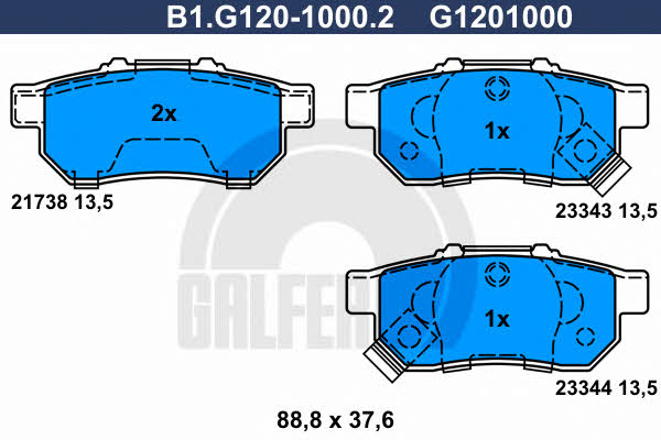Galfer B1.G120-1000.2 Гальмівні колодки, комплект B1G12010002: Купити в Україні - Добра ціна на EXIST.UA!