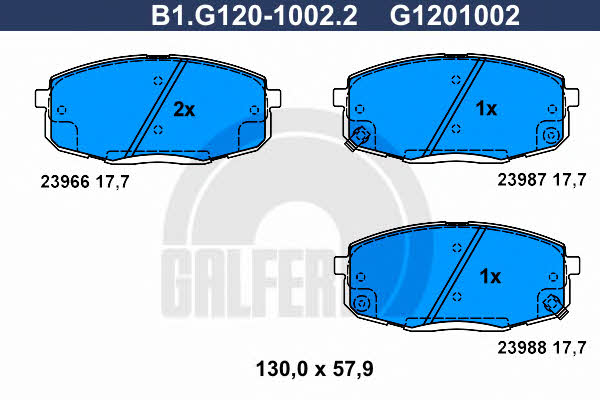 Galfer B1.G120-1002.2 Гальмівні колодки, комплект B1G12010022: Купити в Україні - Добра ціна на EXIST.UA!
