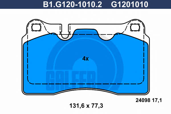 Galfer B1.G120-1010.2 Гальмівні колодки, комплект B1G12010102: Приваблива ціна - Купити в Україні на EXIST.UA!