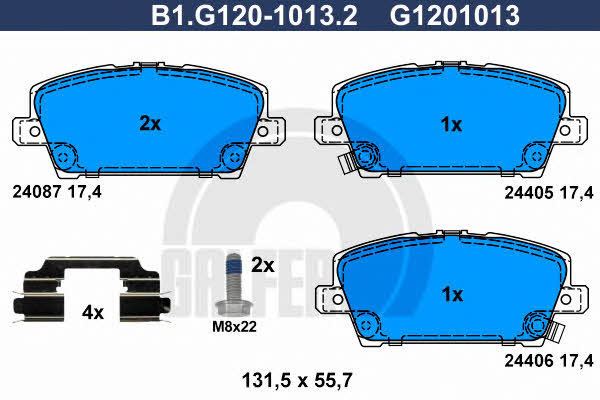 Galfer B1.G120-1013.2 Гальмівні колодки, комплект B1G12010132: Купити в Україні - Добра ціна на EXIST.UA!