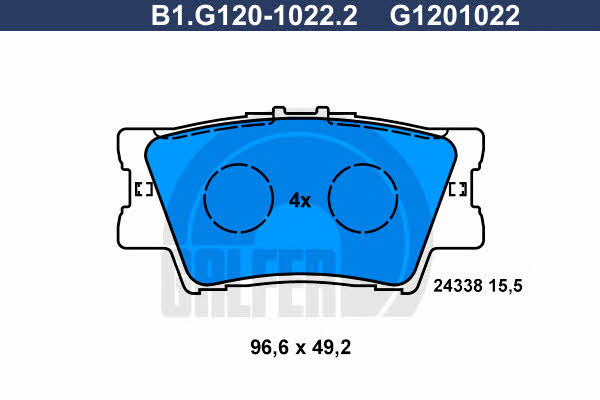 Galfer B1.G120-1022.2 Гальмівні колодки, комплект B1G12010222: Приваблива ціна - Купити в Україні на EXIST.UA!