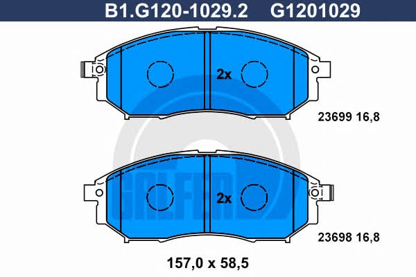 Galfer B1.G120-1029.2 Гальмівні колодки, комплект B1G12010292: Купити в Україні - Добра ціна на EXIST.UA!
