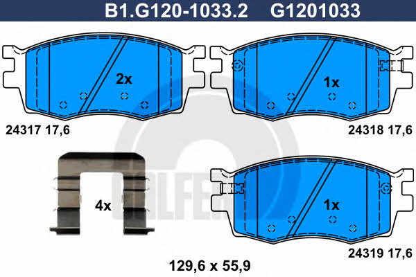 Galfer B1.G120-1033.2 Гальмівні колодки, комплект B1G12010332: Купити в Україні - Добра ціна на EXIST.UA!