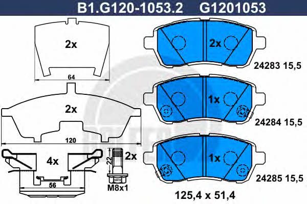 Galfer B1.G120-1053.2 Гальмівні колодки, комплект B1G12010532: Купити в Україні - Добра ціна на EXIST.UA!