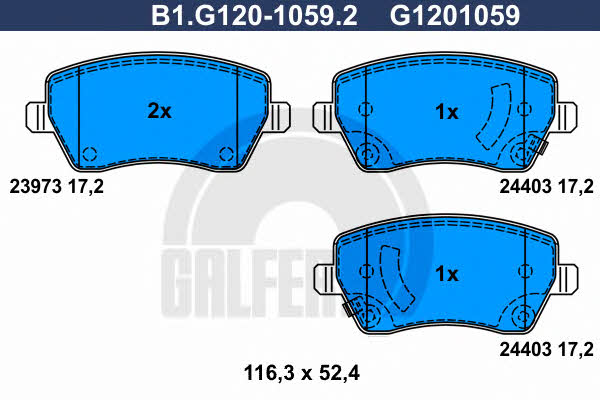 Galfer B1.G120-1059.2 Гальмівні колодки, комплект B1G12010592: Купити в Україні - Добра ціна на EXIST.UA!