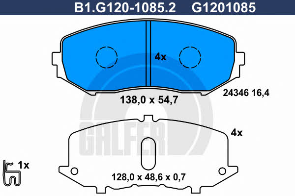 Galfer B1.G120-1085.2 Гальмівні колодки, комплект B1G12010852: Купити в Україні - Добра ціна на EXIST.UA!