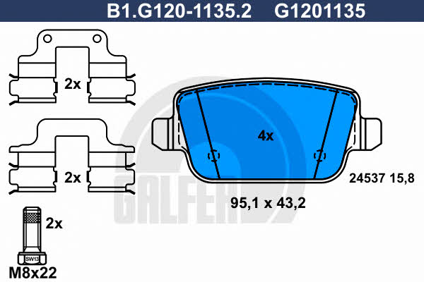 Galfer B1.G120-1135.2 Гальмівні колодки, комплект B1G12011352: Купити в Україні - Добра ціна на EXIST.UA!