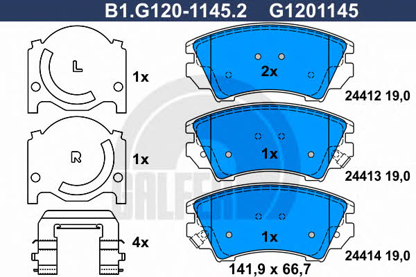 Galfer B1.G120-1145.2 Гальмівні колодки, комплект B1G12011452: Приваблива ціна - Купити в Україні на EXIST.UA!