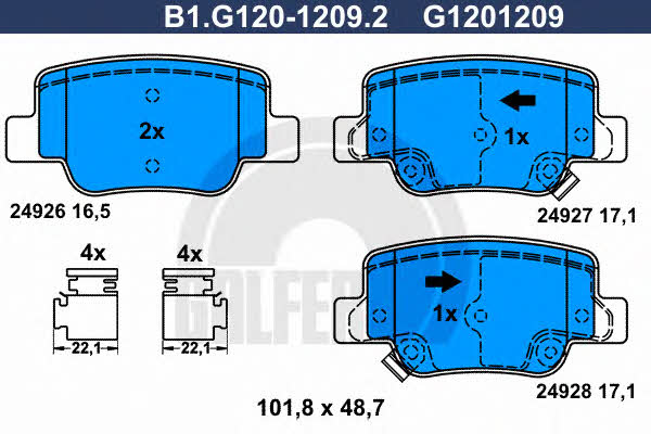 Galfer B1.G120-1209.2 Гальмівні колодки, комплект B1G12012092: Купити в Україні - Добра ціна на EXIST.UA!