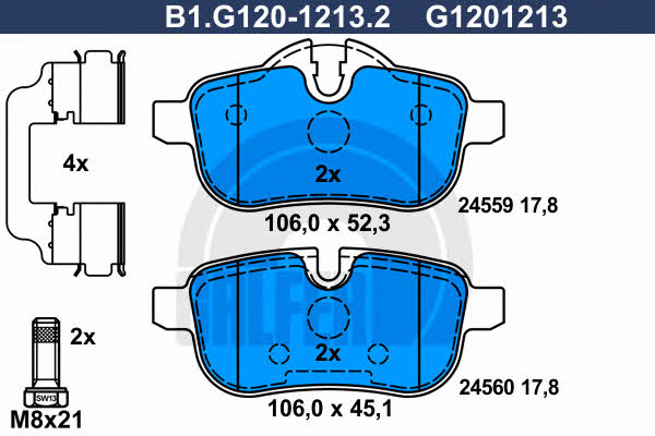 Galfer B1.G120-1213.2 Гальмівні колодки, комплект B1G12012132: Купити в Україні - Добра ціна на EXIST.UA!