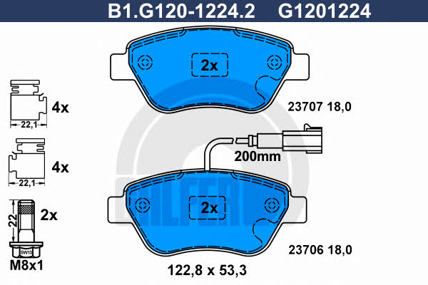 Galfer B1.G120-1224.2 Гальмівні колодки, комплект B1G12012242: Купити в Україні - Добра ціна на EXIST.UA!