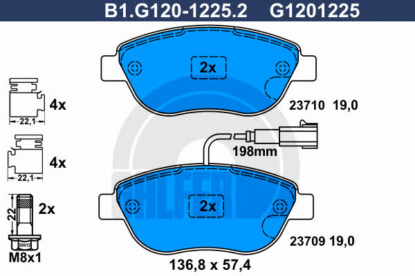 Galfer B1.G120-1225.2 Гальмівні колодки, комплект B1G12012252: Купити в Україні - Добра ціна на EXIST.UA!