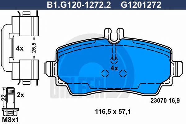 Galfer B1.G120-1272.2 Гальмівні колодки, комплект B1G12012722: Купити в Україні - Добра ціна на EXIST.UA!