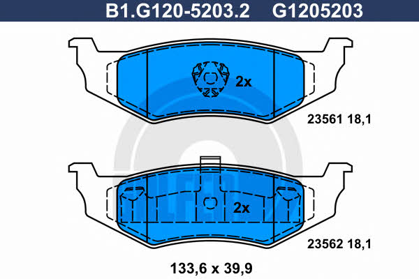 Galfer B1.G120-5203.2 Гальмівні колодки, комплект B1G12052032: Приваблива ціна - Купити в Україні на EXIST.UA!