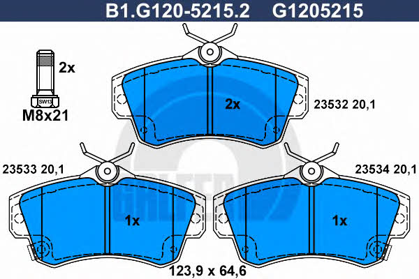 Galfer B1.G120-5215.2 Гальмівні колодки, комплект B1G12052152: Купити в Україні - Добра ціна на EXIST.UA!