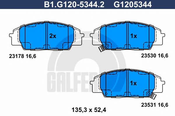 Galfer B1.G120-5344.2 Гальмівні колодки, комплект B1G12053442: Купити в Україні - Добра ціна на EXIST.UA!