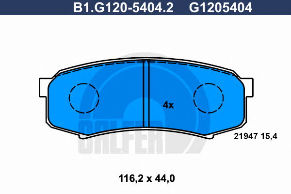 Galfer B1.G120-5404.2 Гальмівні колодки, комплект B1G12054042: Купити в Україні - Добра ціна на EXIST.UA!