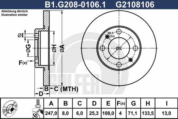 Galfer B1.G208-0106.1 Диск гальмівний задній невентильований B1G20801061: Купити в Україні - Добра ціна на EXIST.UA!