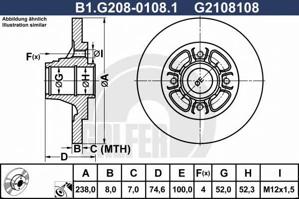 Galfer B1.G208-0108.1 Диск гальмівний задній невентильований B1G20801081: Приваблива ціна - Купити в Україні на EXIST.UA!