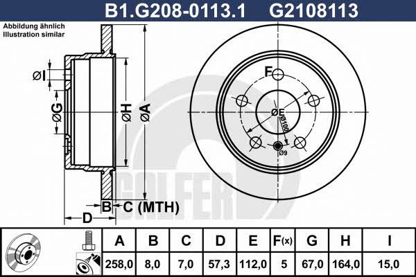 Galfer B1.G208-0113.1 Диск гальмівний задній невентильований B1G20801131: Купити в Україні - Добра ціна на EXIST.UA!
