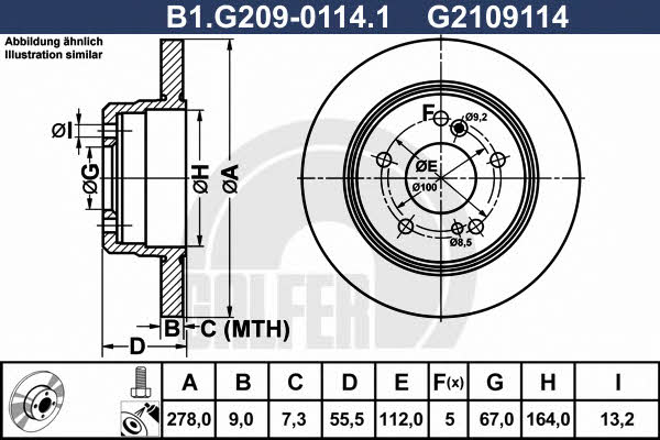 Galfer B1.G209-0114.1 Диск гальмівний задній невентильований B1G20901141: Купити в Україні - Добра ціна на EXIST.UA!