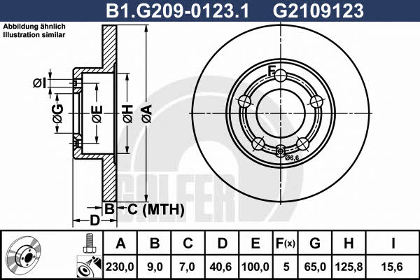 Galfer B1.G209-0123.1 Диск гальмівний задній невентильований B1G20901231: Приваблива ціна - Купити в Україні на EXIST.UA!