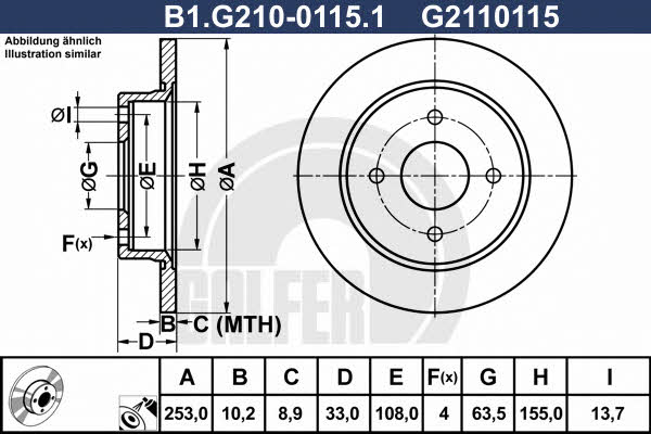 Galfer B1.G210-0115.1 Диск гальмівний задній невентильований B1G21001151: Купити в Україні - Добра ціна на EXIST.UA!