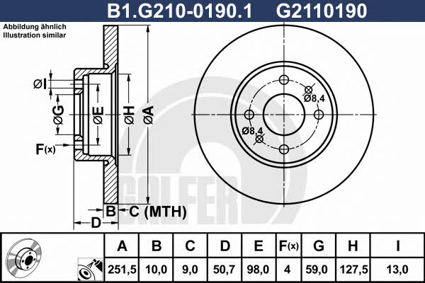 Galfer B1.G210-0190.1 Диск гальмівний задній невентильований B1G21001901: Купити в Україні - Добра ціна на EXIST.UA!