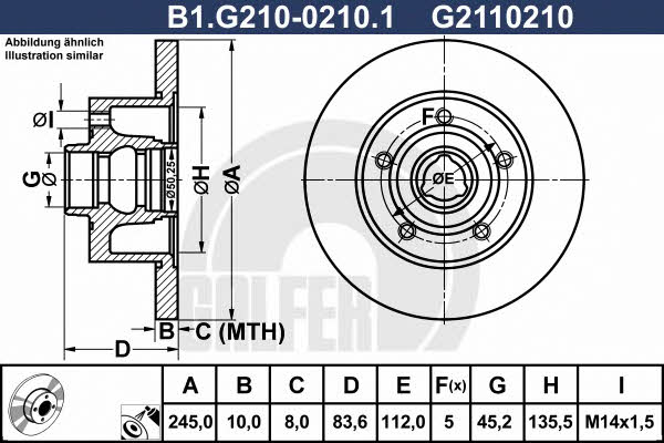Galfer B1.G210-0210.1 Диск гальмівний задній невентильований B1G21002101: Купити в Україні - Добра ціна на EXIST.UA!