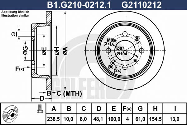 Galfer B1.G210-0212.1 Диск гальмівний задній невентильований B1G21002121: Приваблива ціна - Купити в Україні на EXIST.UA!