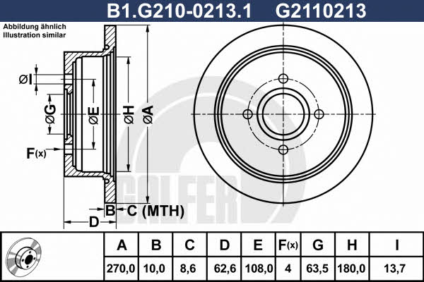 Galfer B1.G210-0213.1 Диск гальмівний задній невентильований B1G21002131: Приваблива ціна - Купити в Україні на EXIST.UA!