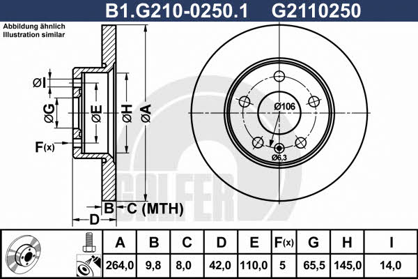 Galfer B1.G210-0250.1 Диск гальмівний задній невентильований B1G21002501: Купити в Україні - Добра ціна на EXIST.UA!