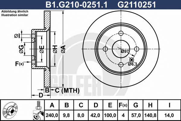 Galfer B1.G210-0251.1 Диск гальмівний задній невентильований B1G21002511: Купити в Україні - Добра ціна на EXIST.UA!