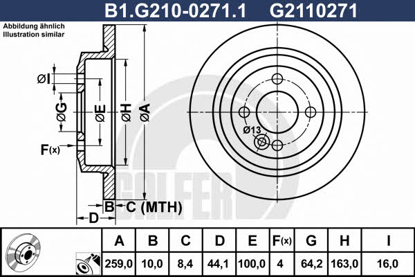 Galfer B1.G210-0271.1 Диск гальмівний задній невентильований B1G21002711: Купити в Україні - Добра ціна на EXIST.UA!