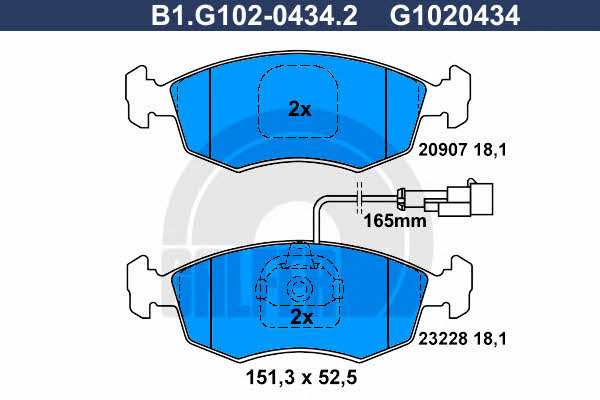 Galfer B1.G102-0434.2 Гальмівні колодки, комплект B1G10204342: Купити в Україні - Добра ціна на EXIST.UA!