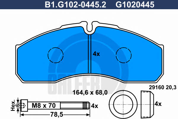 Galfer B1.G102-0445.2 Гальмівні колодки, комплект B1G10204452: Купити в Україні - Добра ціна на EXIST.UA!
